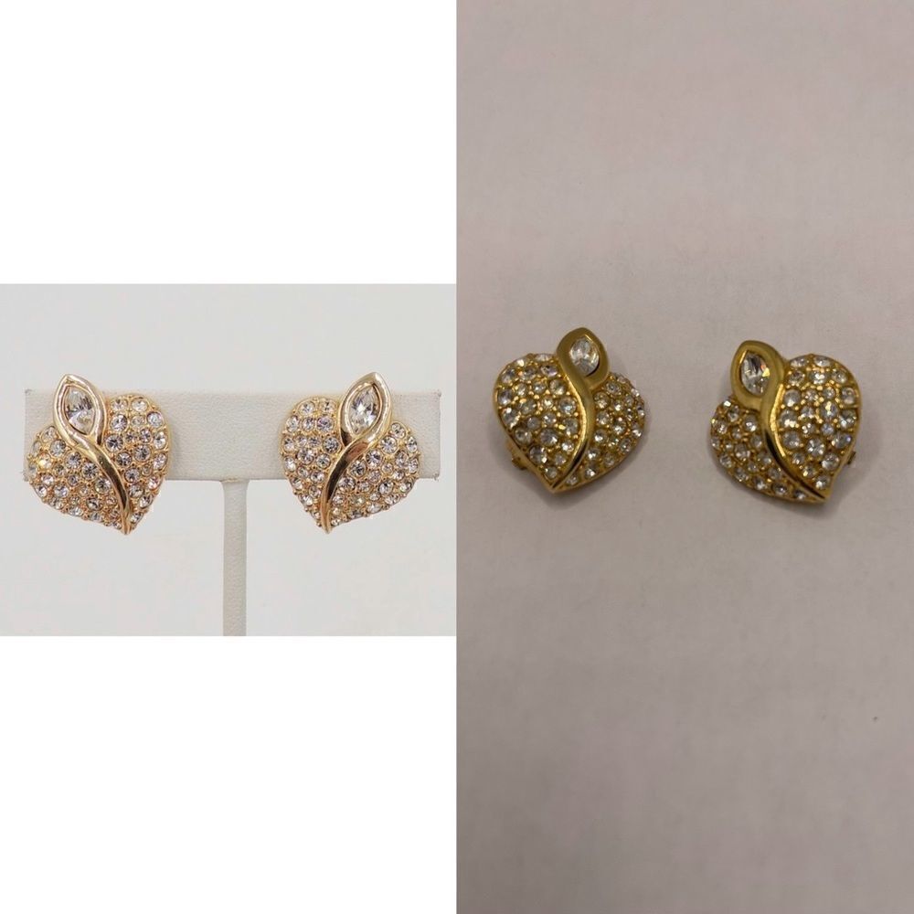 Vintage Swarovski clip on earrings gold tone